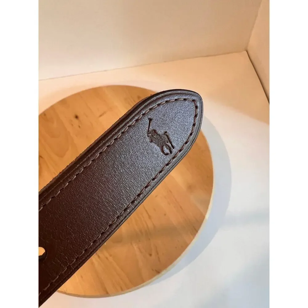 Polo Ralph Lauren Leather Maroon Sweater Bear Ribbon Belt Unisex Size 34 / Large